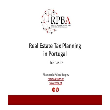 RPBA - Real Estate Tax Planning in Portugal - Update 11-04-2019
