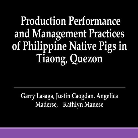 Production Performance and Management Practices of Philippine Native Pigs in ...