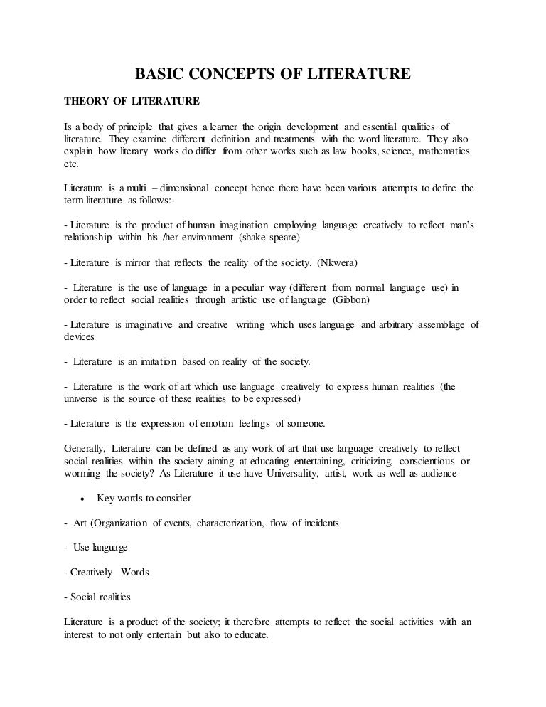 BASIC CONCEPTS OF LITERATURE