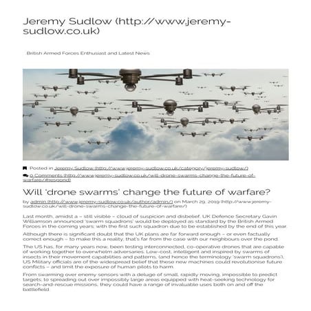 Will drone swarms change the future of warfare – Jeremy Sudlow | PDF