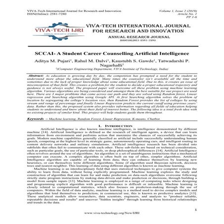 SCCAI- A Student Career Counselling Artificial Intelligence