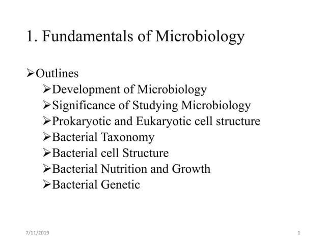 1. Fundamentals of  Microbiology 