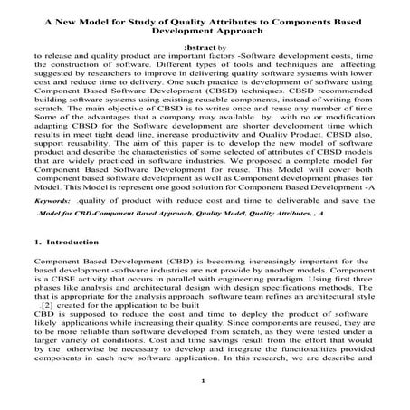 A New Model for Study of Quality Attributes to Components Based Development Approach