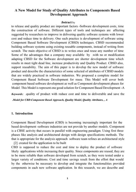A New Model for Study of Quality Attributes to Components Based Development A...