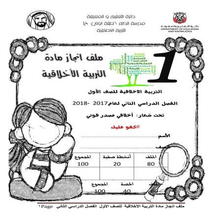 طريقة بسيطة عمل ملف التربيه الاخلاقية صف أول