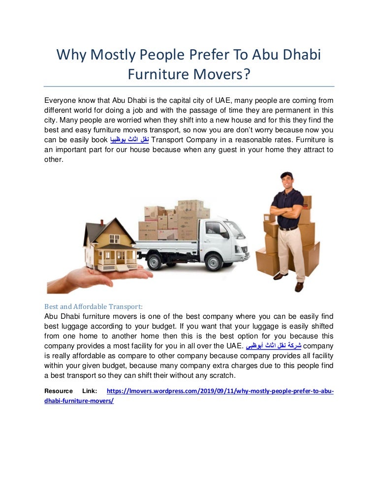 Why Mostly People Prefer To Abu Dhabi Furniture Movers