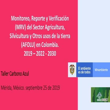 Monitoreo, Reporte y Verificación (MRV) del Sector Agricultura, Silvicultura ...