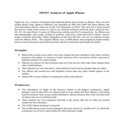SWOT Analysis of Apple iPhone