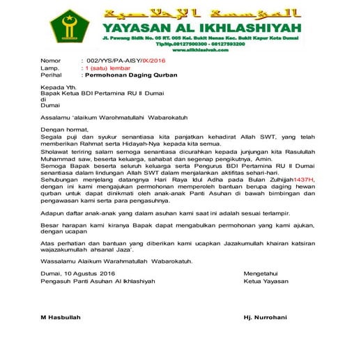 1. proposal permohonan daging qurban
