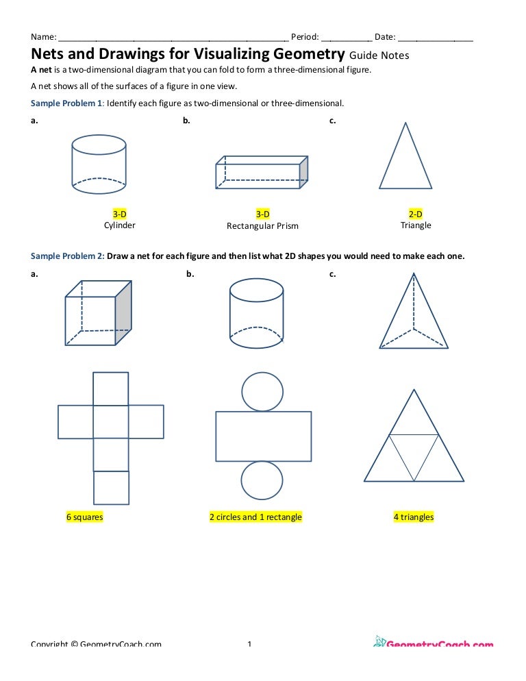 11 Guide Notes Teacher Edition Nets and Drawings for Visualizing G…