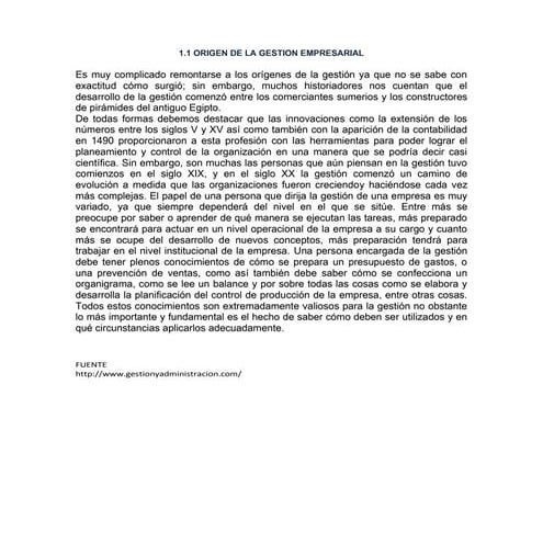 1.1 origen de la gestion empresarial