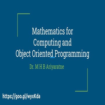 1. introduction   mathematics for computing  and  object oriented programming