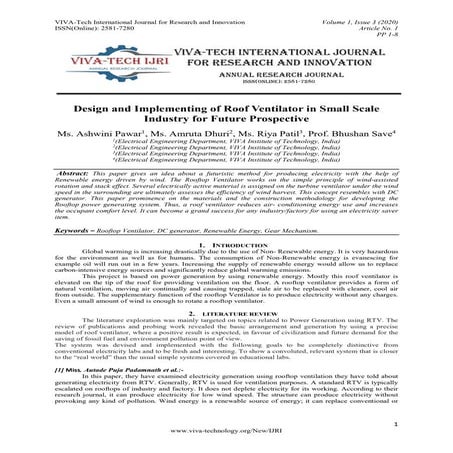 Design and Implementing of Roof Ventilator in Small Scale Industry for Future...