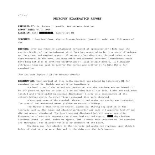 1.2 Necropsy Report
