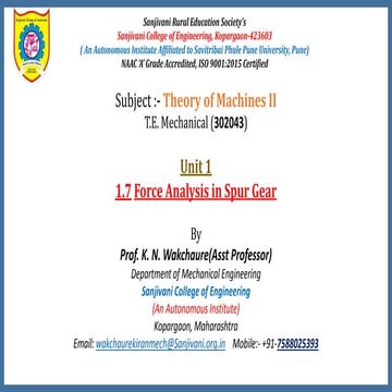 1.7 force analysis in spur gear