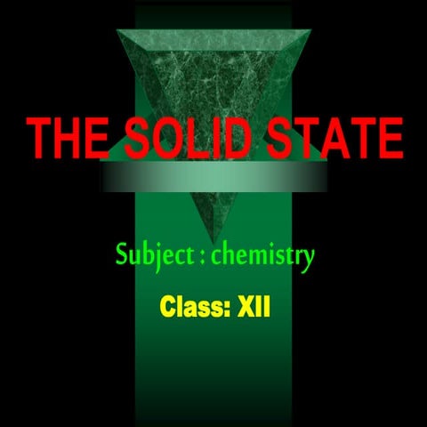 SOLID STATE -XII  BY SULEKHA RANI R , PGT CHEMISTRY