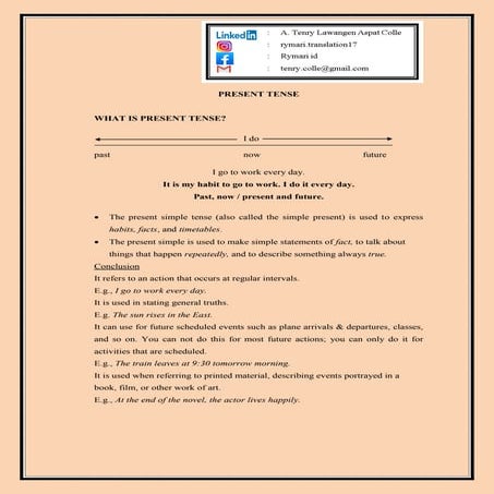 TENSE: SIMPLE PRESENT TENSE 