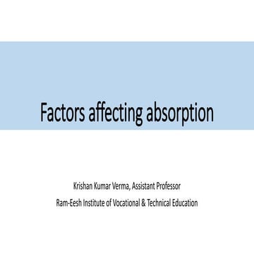Factors affecting absorption