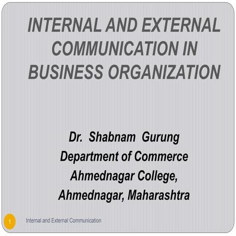 INTERNAL AND EXTERNAL COMMUNICATION IN BUSINESS ORGANISATION BY SHABNAM GURUNG