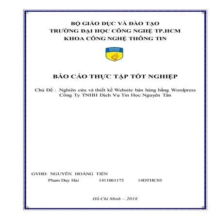 Đề tài: Nghiên cứu và thiết kế Website bán hàng bằng Wordpress Công Ty TNHH D...