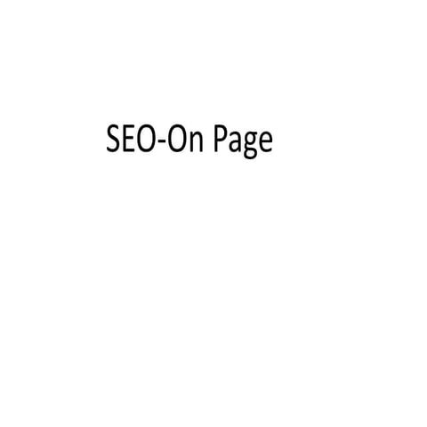 1. Seo OnPage