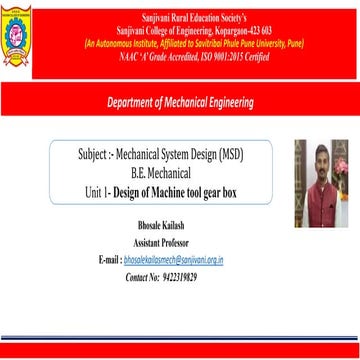 Design of Machine Tool Gear BOx