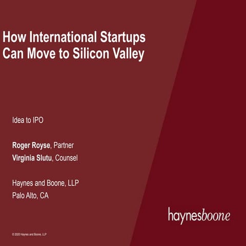 How International Startups Can Move to Silicon Valley