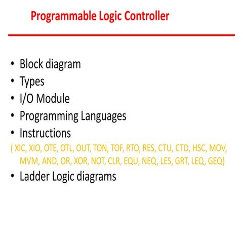 Programmable Logic Controller | Ladder Logic diagrams| Block diagram ...