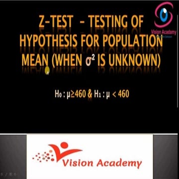 Z - Test - When Population Variance is Unknown