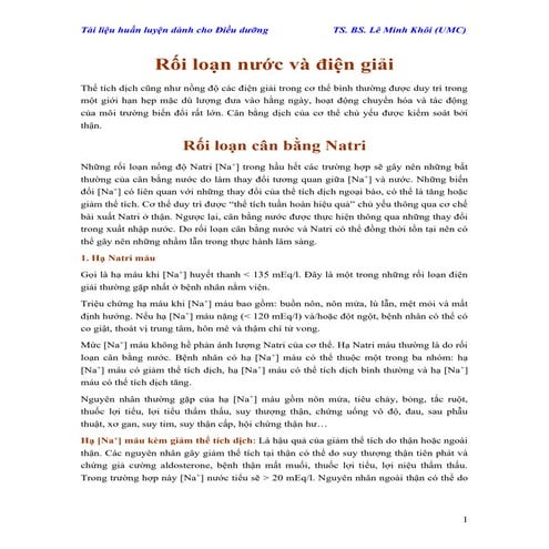 RỐI LOẠN NƯỚC ĐIỆN GIẢI