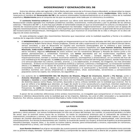 1. modernismo y generación del 98