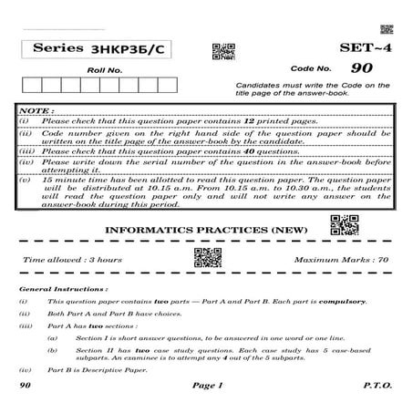 Question Paper Code 065 informatic Practice New CBSE - 2021 | PDF ...