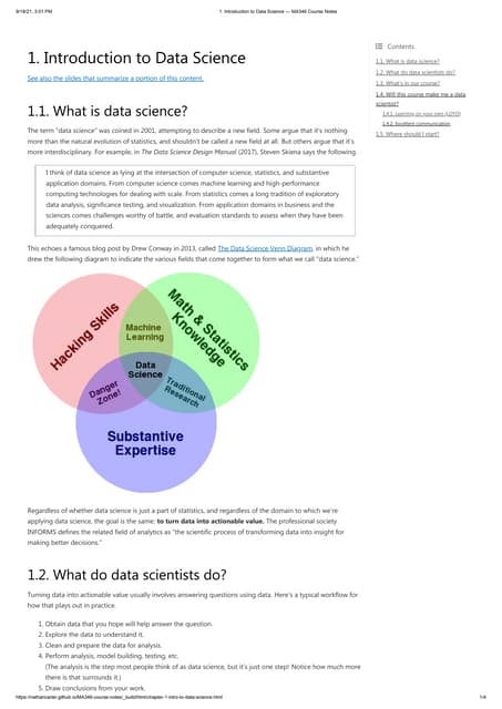 1. introduction to data science — | PDF
