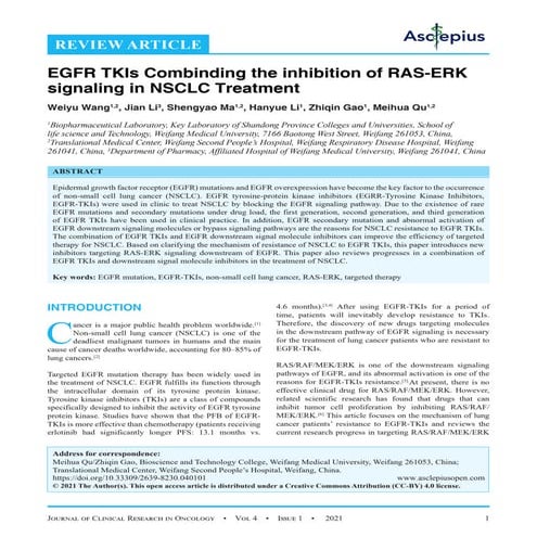 Role of EGFR in lung cancer:Resistance and Treatment | PPTX