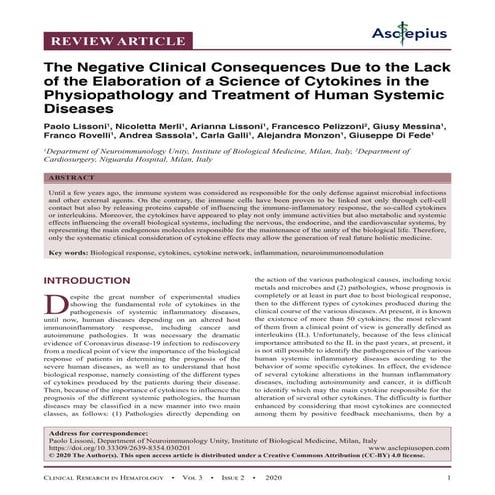 The Negative Clinical Consequences Due to the Lack of the Elaboration of a Sc...