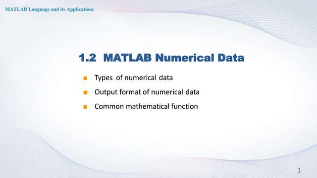 1.2  matlab numerical data