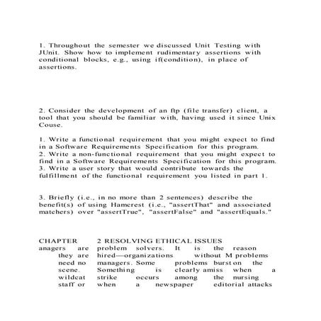 1. Throughout the semester we discussed Unit Testing with JUnit. S