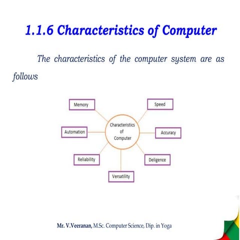 1.1.6 Characteristics of Computer | PPT
