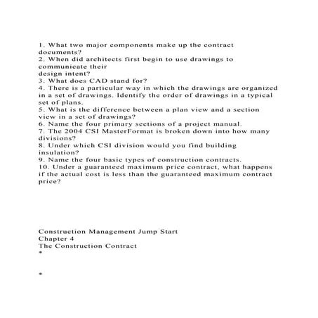 1. What two major components make up the contract documents 2. .docx