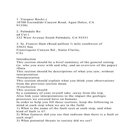 1. Vasquez Rocks (10700 Escondido Canyon Road, Agua Dulce, CA .docx