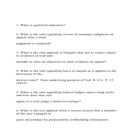 1. What is qualified immunity 2. What is the rule regar.docx