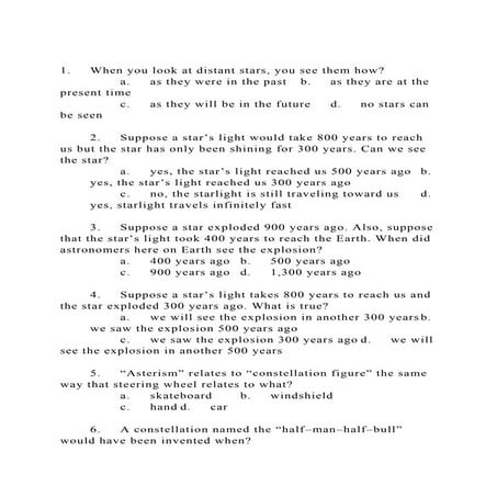 1.When you look at distant stars, you see them howa.as they.docx