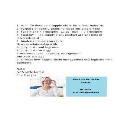 1. Aim To develop a supply chain for a food industry.2. Pur.docx