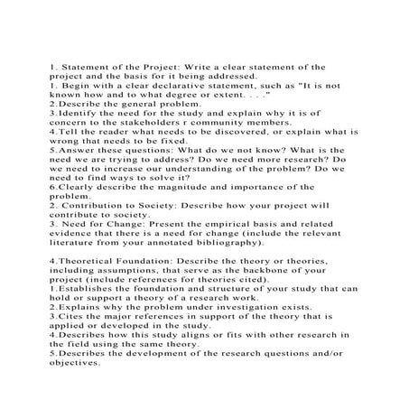 1. Statement of the Project Write a clear statement of the proj.docx