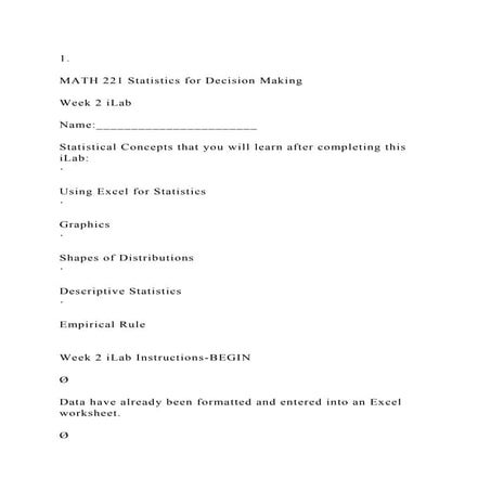 1.MATH 221 Statistics for Decision MakingWeek 2 iLabName.docx
