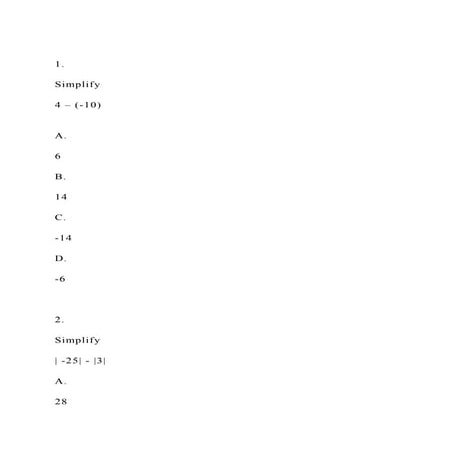 1.Simplify4 – (-10)A.6B.14 C.-14.docx