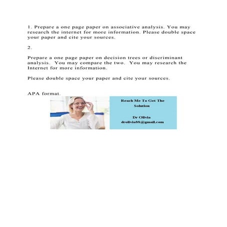 1. Prepare a one page paper on associative analysis. You may researc.docx