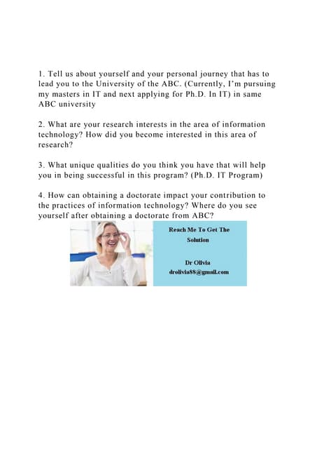 1. Tell us about yourself and your personal journey that has to .docx