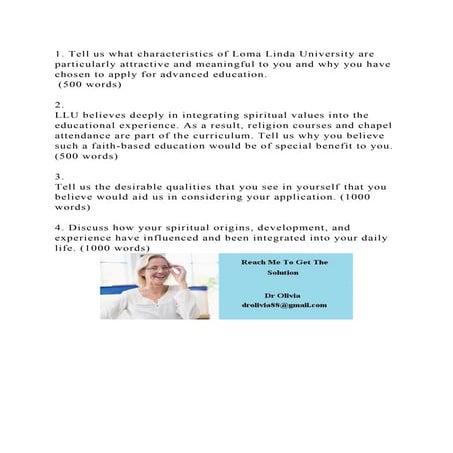 1. Tell us what characteristics of Loma Linda University are particu.docx