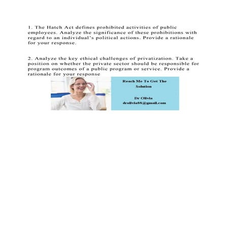1. The Hatch Act defines prohibited activities of public employees. .docx